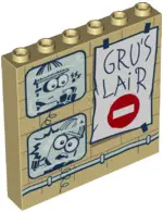 Tan Panel 1 x 6 x 5 with Minion Pictures and 'GRU'S LAiR' Poster with No Entry Sign Pattern