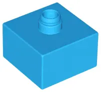 Dark Azure Duplo, Brick 2 x 2 with Top Pin