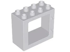 Light Bluish Gray Duplo Door / Window Frame 2 x 4 x 3 Flat Front Surface, Completely Open Back