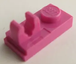 Dark Pink Plate, Modified 1 x 2 with Clip with Center Cut on Top