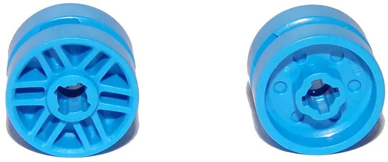 Dark Azure Wheel 14mm D. x 9.9mm with Center Groove, Fake Bolts and 6 Double Spokes