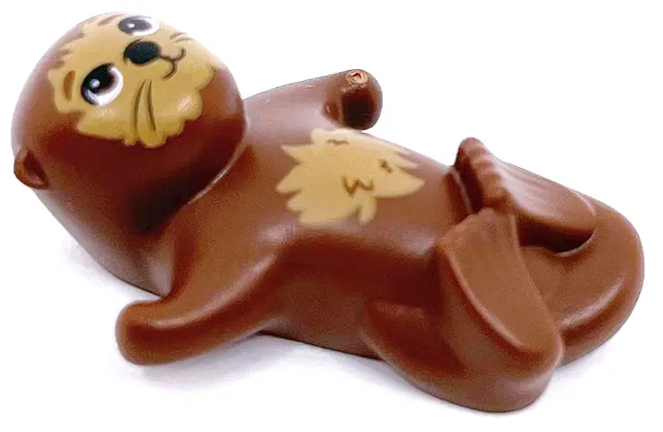 Reddish Brown Sea Otter, Friends Style, Lying on Back with Black Nose and Medium Nougat Fur Pattern