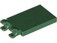 Dark Green Tile, Modified 2 x 3 with 2 Open O Clips