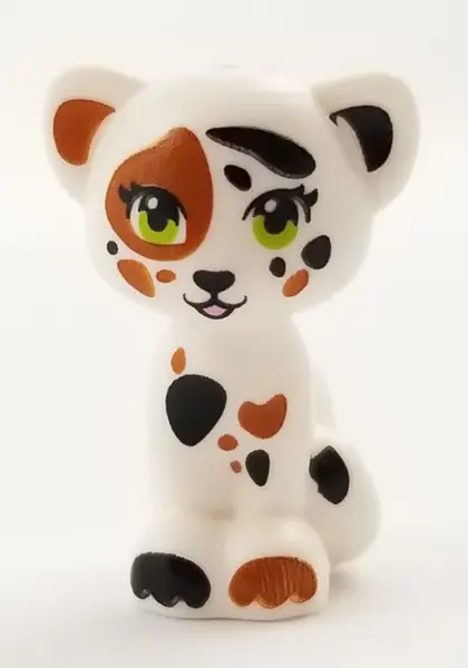 White Cat, Friends Style, Sitting with Lime Eyes, Eyelashes, Black and Dark Orange Inner Ears, Patch