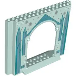 Light Aqua Panel 4 x 16 x 10 with Metallic Light Blue Ice Crystals and Silver Stars Pattern