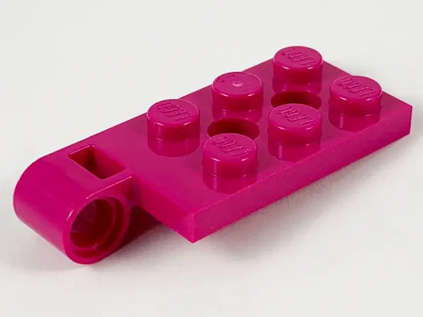 Magenta Hinge Plate 2 x 4 with Pin Hole and 2 Holes - Top