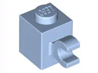 Bright Light Blue Brick, Modified 1 x 1 with Clip (Horizontal Grip)