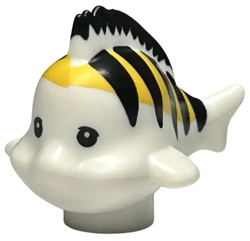 White Fish, Disney with Black Eyes and Stripes, Yellow Dorsal with Black Tips Pattern (Flounder / Fa