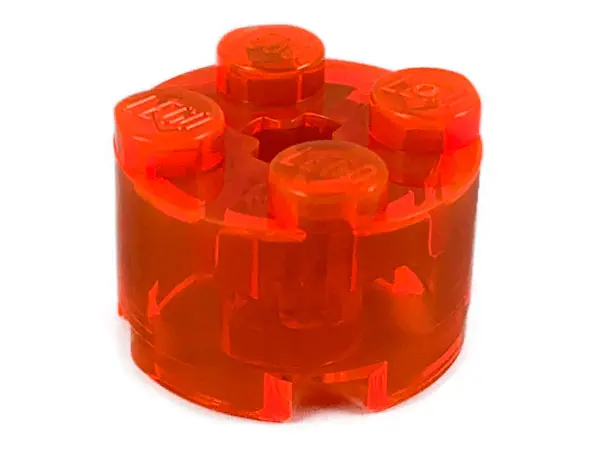 Trans-Neon Orange Brick, Round 2 x 2 with Axle Hole