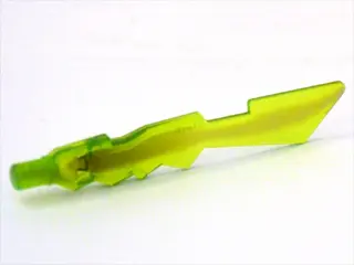 Trans-Bright Green Minifigure, Weapon Sword Blade with Jagged Edges and Bar End with Marbled Trans-B