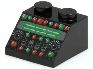 Black Slope 45 2 x 2 with Control Panel with Red and Green Lamps Pattern