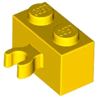 Yellow Brick, Modified 1 x 2 with Open O Clip Thick (Vertical Grip)