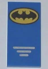Blue Tile 2 x 4 with Batman Logo Small Pattern