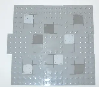 Light Bluish Gray Brick, Modified 16 x 16 x 2/3 with 1 x 4 Indentations and 1 x 4 Plate with Stones 