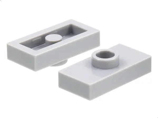 Light Bluish Gray Plate, Modified 1 x 2 with 1 Stud without Groove (Jumper)