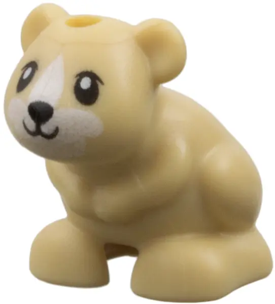 Tan Hamster / Mouse, Friends Style with Black Eyes, Nose and Mouth and White Muzzle and Blaze Patter