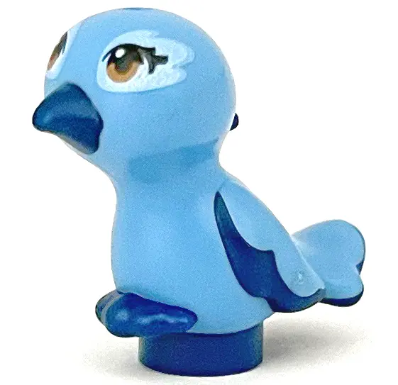 Medium Blue Bird, Friends Style, Feet Joined with Molded Dark Blue Beak, Feathers and Toes and Print