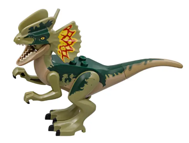 Dark Tan Dinosaur Dilophosaurus First Version with Olive Green Head, Arms, and Legs