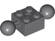 Dark Bluish Gray Technic, Brick Modified 2 x 2 with 2 Ball Joints