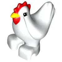 White Duplo Chicken, Hen, Eyes Squared