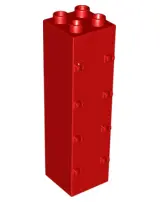 Red Duplo Wall 2 x 2 x 6 with Drawer Slots and 8 Hinges