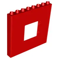 Red Duplo Wall 1 x 8 x 6 with Window Opening