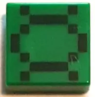 Green Tile 1 x 1 with Pixelated Dark Green Squares and Lines Pattern (Minecraft Baby Turtle Shell)