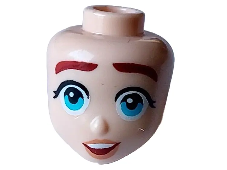 Light Nougat Mini Doll, Head Friends with Thick Dark Red Eyebrows, Medium Azure Eyes, Nougat Lips, a