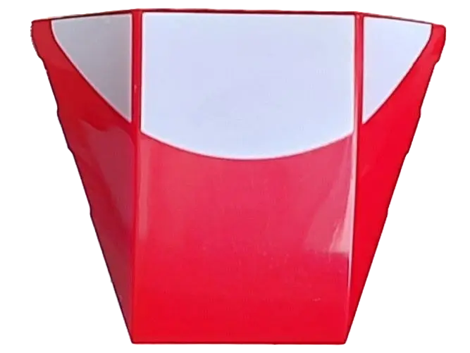 Red Wedge 4 x 3 Triple Curved No Studs with White Half Circle from Side to Side Pattern