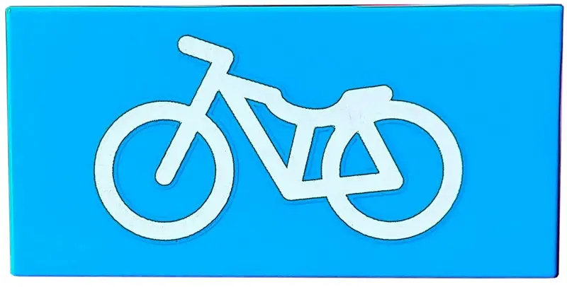 Dark Azure Tile 2 x 4 with White Bicycle Pattern
