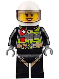 Fire - Reflective Stripes with Utility Belt and Flashlight, White Helmet, Trans-Brown Visor, Peach L