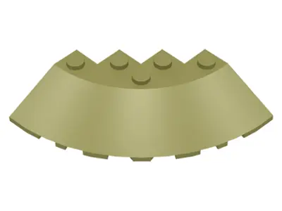 Olive Green Brick, Round Corner 6 x 6 with Slope 33 Edge, Facet Cutout