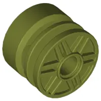 Olive Green Wheel 18mm D. x 14mm with Pin Hole, Fake Bolts and Shallow Spokes