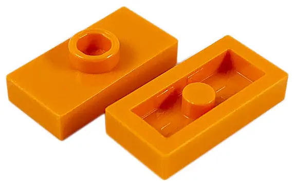 Orange Plate, Modified 1 x 2 with 1 Stud without Groove (Jumper)