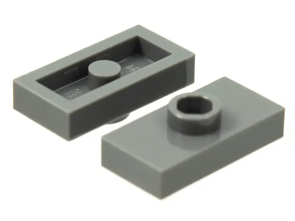 Dark Bluish Gray Plate, Modified 1 x 2 with 1 Stud without Groove (Jumper)