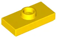 Yellow Plate, Modified 1 x 2 with 1 Stud with Groove (Jumper)