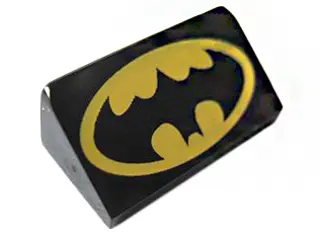 Black Slope 30 1 x 2 x 2/3 with Yellow Batman Logo Pattern (Head Facing Short End of Slope)
