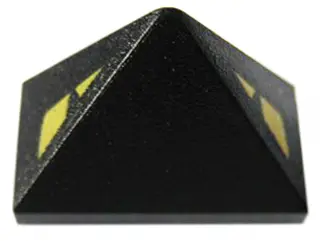 Black Slope 45 2 x 1 Triple with Bottom Stud Holder with Triangular Yellow Eyes Pattern