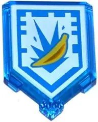 Trans-Dark Blue Tile, Modified 2 x 3 Pentagonal with Nexo Power Shield Pattern - Banana Bombs