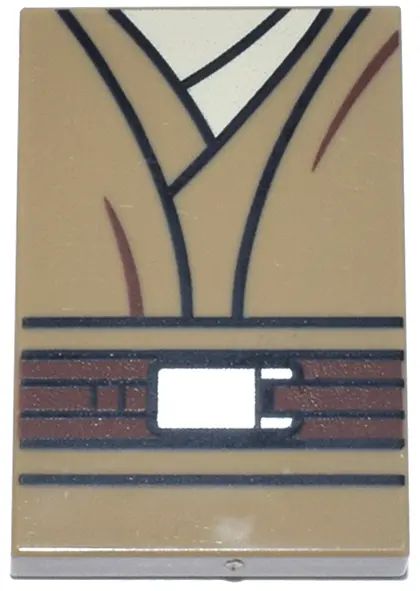 Dark Tan Tile 2 x 3 with SW Jedi Robe, Tan Shirt and Reddish Brown Belt with Silver Buckle Pattern (
