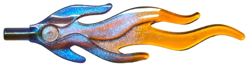 Satin Trans-Purple Wave Rounded Straight Large with Bar End (Flame) with Marbled Trans-Orange Patter