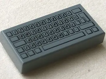 Dark Bluish Gray Tile 1 x 2 with Computer Keyboard Standard Pattern