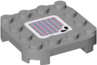 Light Bluish Gray Plate, Modified 4 x 4 with Rounded Corners and 4 Feet with Super Mario Scanner Cod
