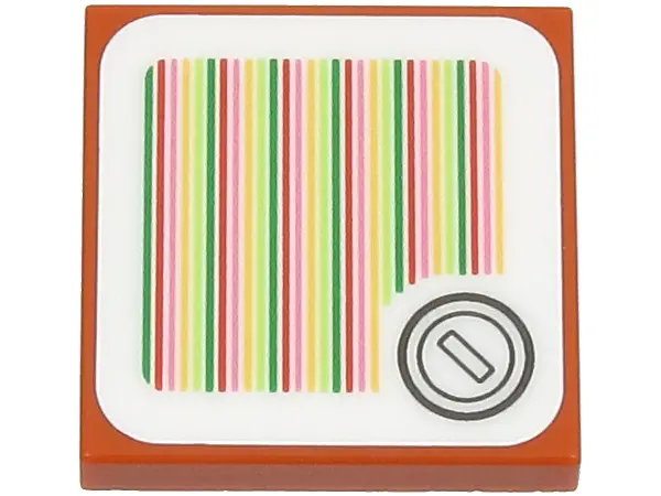 Dark Orange Tile 2 x 2 with Super Mario Scanner Code Coin Pattern (Sticker) - Sets 71407 / 71412 / 7