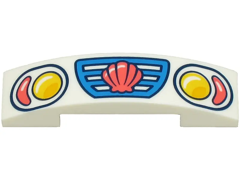 White Slope, Curved 4 x 1 x 2/3 Double with Dark Azure Car Front Grille with Coral Clam Shell and Ye