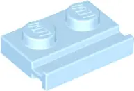 Bright Light Blue Plate, Modified 1 x 2 with Door Rail