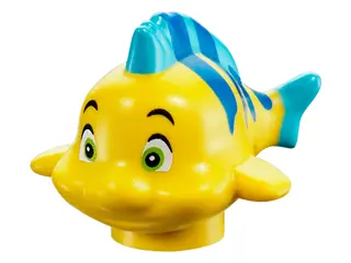 Yellow Fish, Disney with Blue Stripes, Medium Azure Dorsal and Caudal Fins, Lime Eyes without Bottom