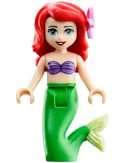 Ariel, Mermaid (Light Nougat) - Medium Lavender Shell Bra Top, Bright Green Tail, Medium Azure Eyes,