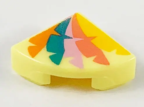 Bright Light Yellow Tile, Round 1 x 1 Quarter with Orange, Dark Turquoise, Bright Pink, Coral, and B