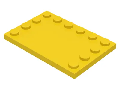 Yellow Tile, Modified 4 x 6 with Studs on Edges
